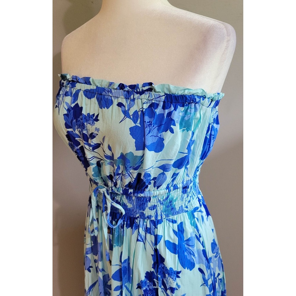 Dress Day Blue Floral Strapless Dress - Picture 5 of 7